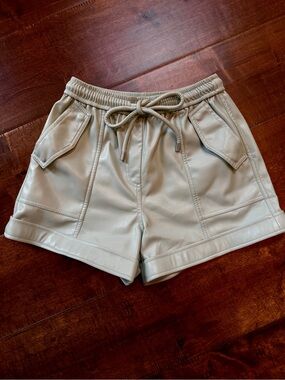 Jonathan Simkhai Doah Vegan Leather Shorts in Green